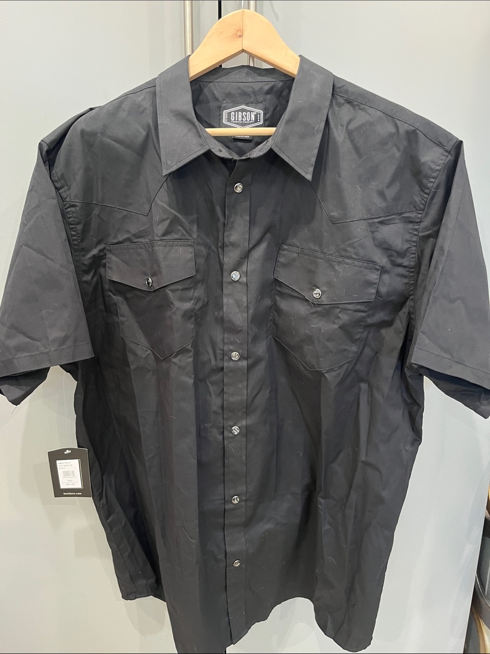 XXL Gibson Black Short Sleeve Western-Style Button Down Shirt